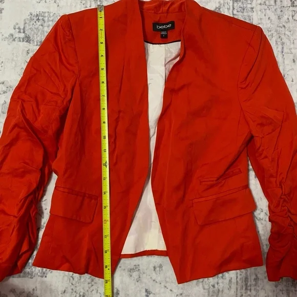 VTG Bebe Red Open Front Blazer Jacket Size 2 - Picture 7 of 14